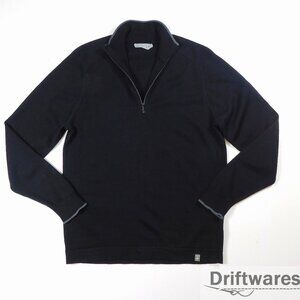 SMARTWOOL Mens Medium Black Merino Wool SPORTKNIT 1/2 Zip Base Layer Sweater